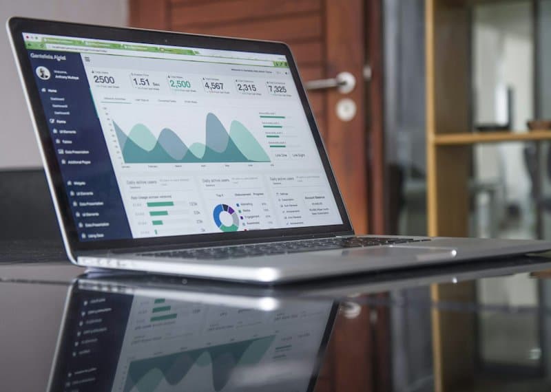 An analytics dashboard on a laptop